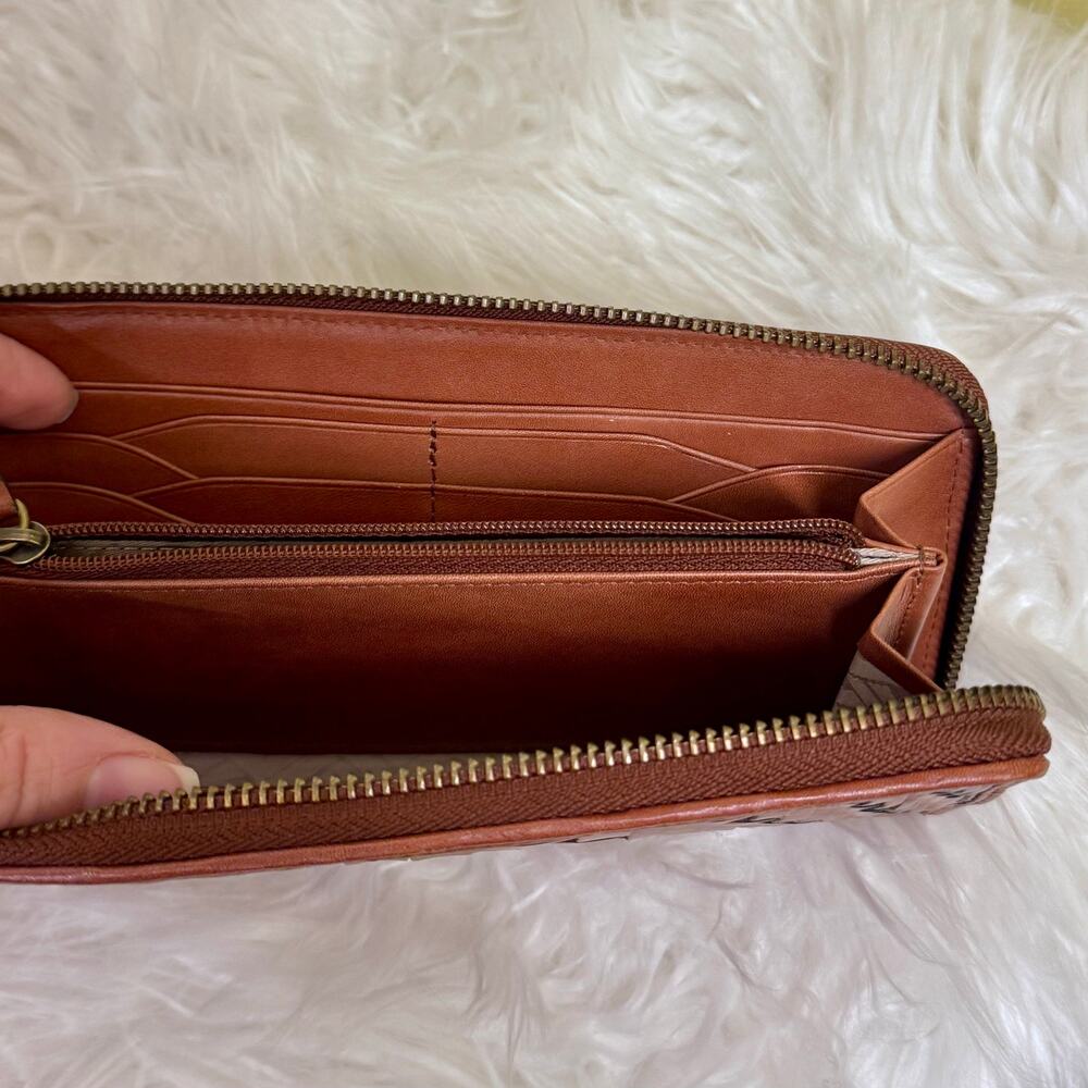 Cole Haan Genevieve Weave Wallet Organizer Card Holder Travel Woven Copper Brown - Picture 14 of 14